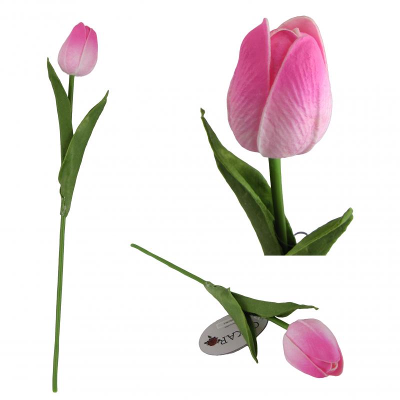 Tulipan gumowany 32cm różowy